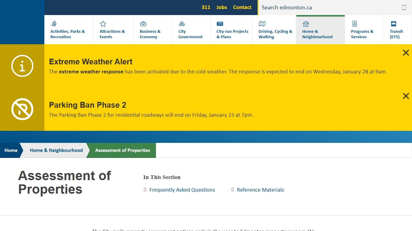 Assessment of Properties City of Edmonton